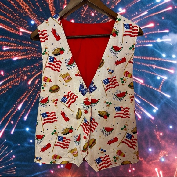 Vintage Daisy Kingdom Patty's Picnic USA Vest Handmade 1997 size large - Picture 1 of 15